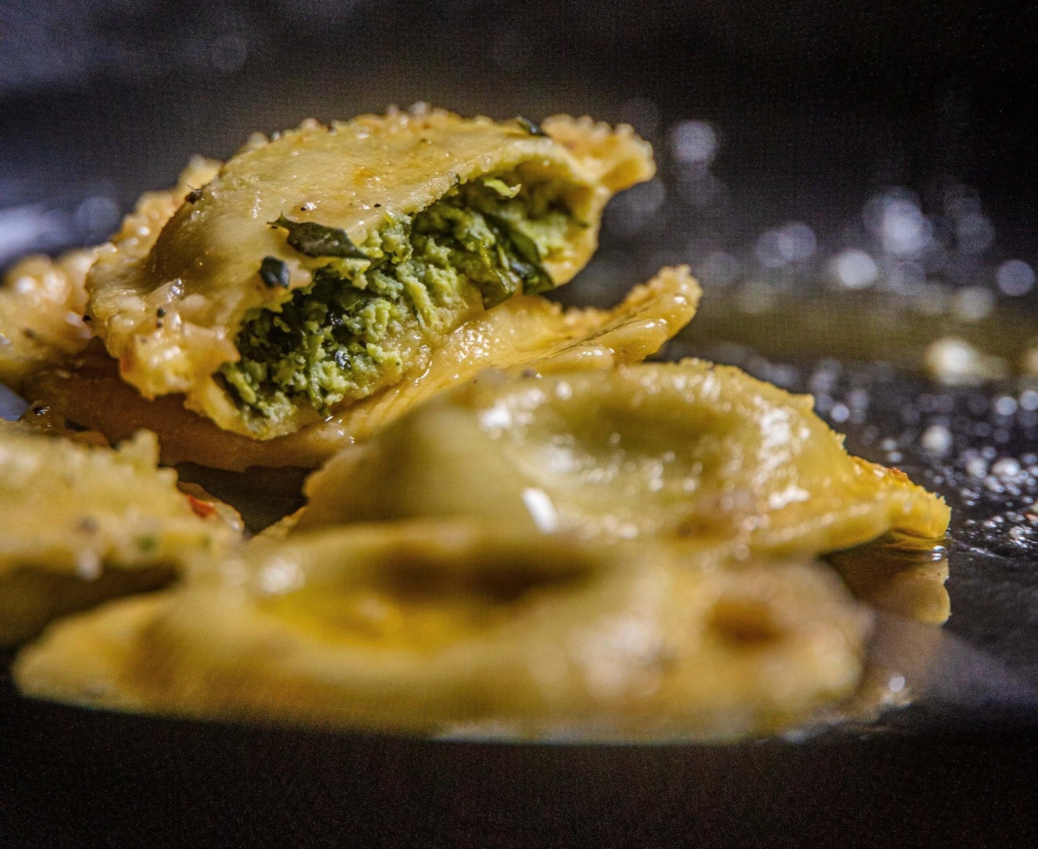 Sweet and Savory Pea Shoot Ravioli with Zucchini and Mushroom Sauce ...