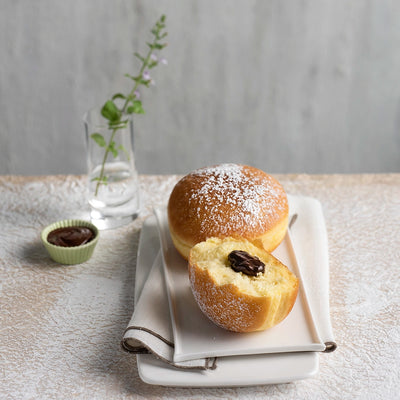 Handcrafted Chocolate Hazelnut Filled Bomboloni (Italian Donut Pastries)
