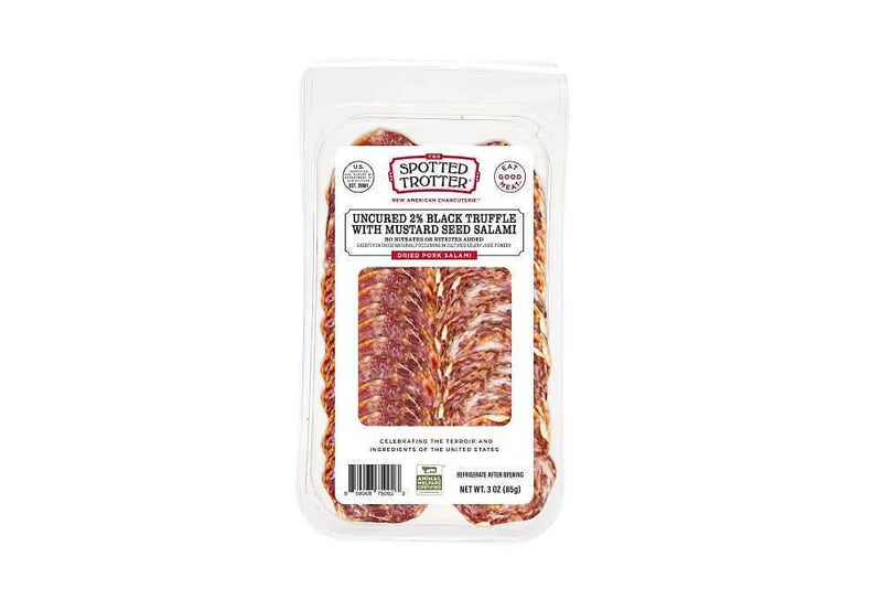 Spotted Trotter 2% Black Truffle Salami Uncured Sliced